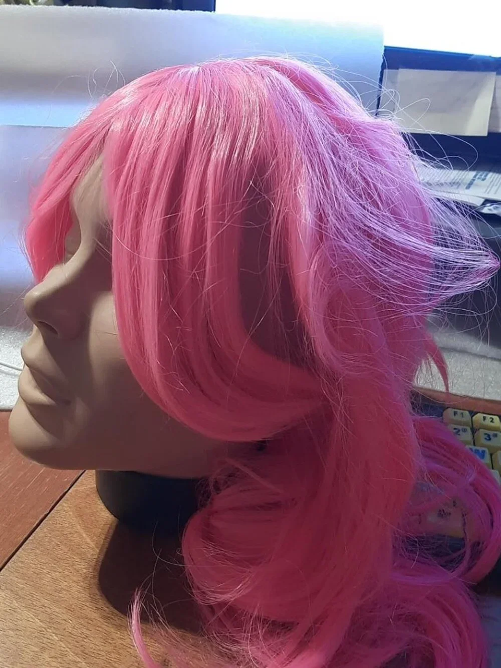 NEW BAG ! Women Long Wig 19 Inch Curly Pink